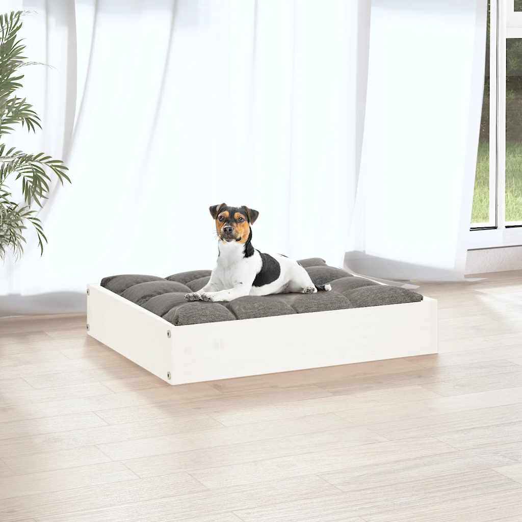 Hundebett Weiß 51,5x44x9 cm Massivholz Kiefer