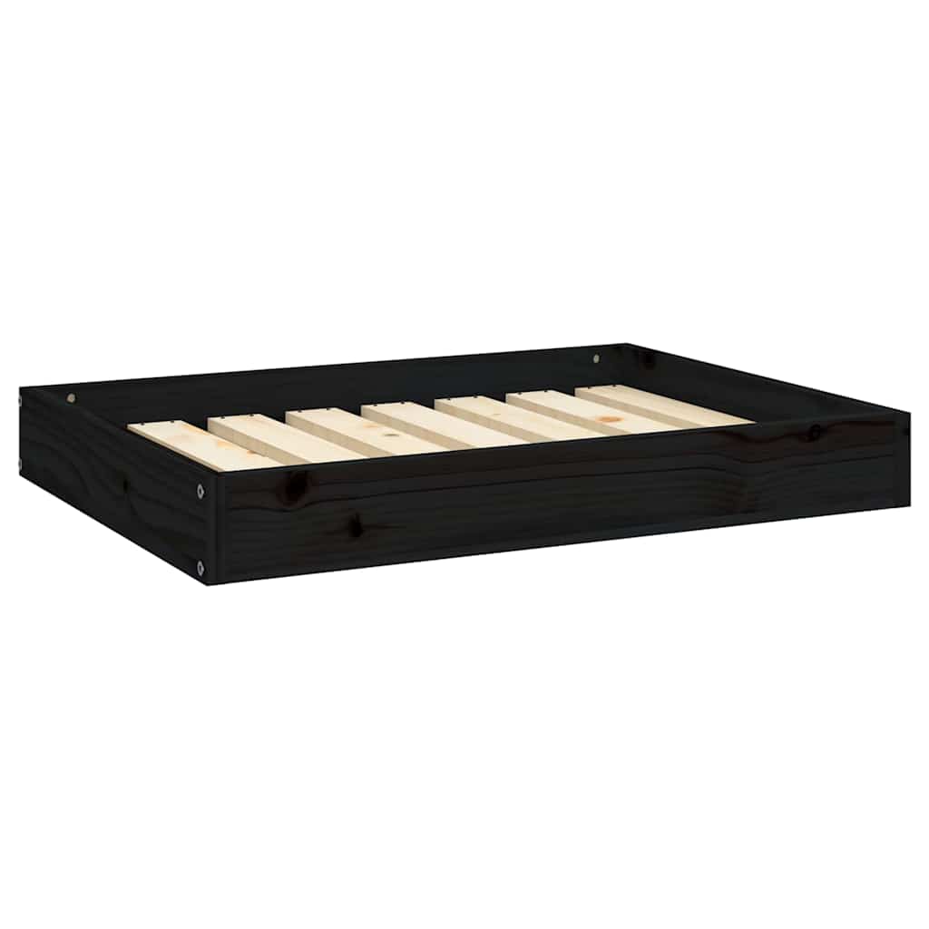 Hundebett Schwarz 71,5x54x9 cm Massivholz Kiefer