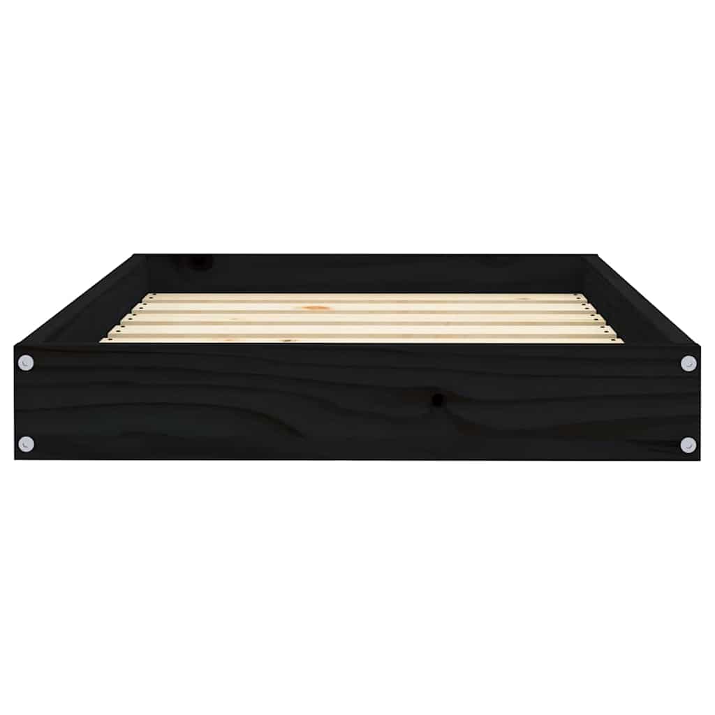 Hundebett Schwarz 71,5x54x9 cm Massivholz Kiefer