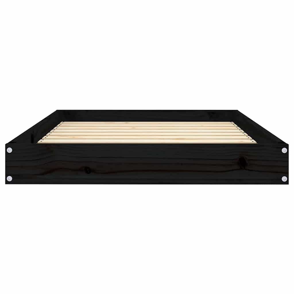 Hundebett Schwarz 91,5x64x9 cm Massivholz Kiefer