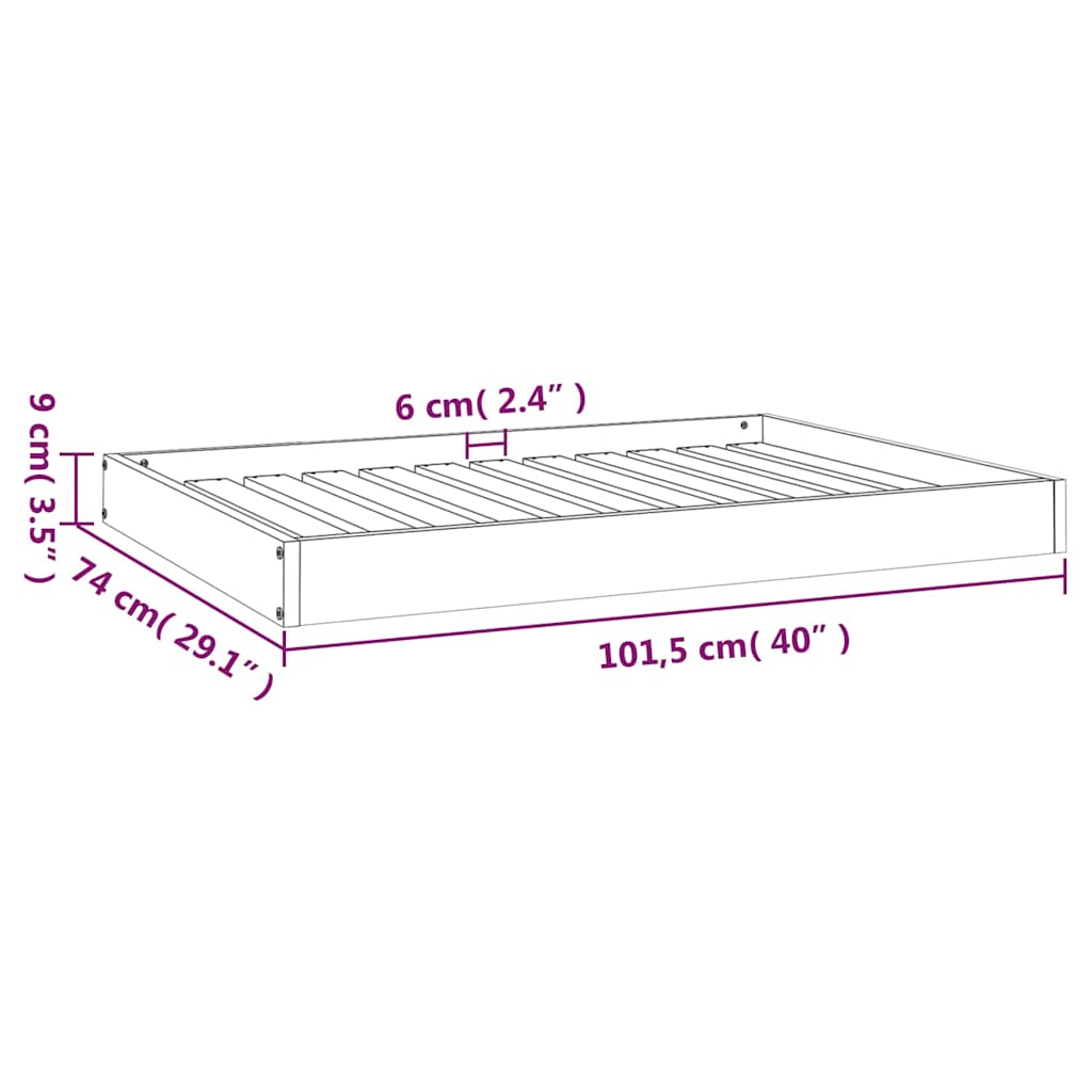 Hundebett Weiß 101,5x74x9 cm Massivholz Kiefer