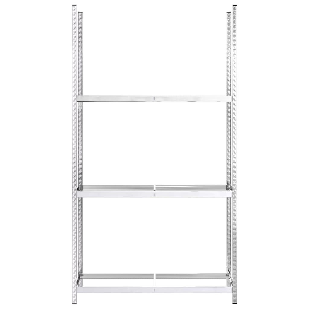 Reifenregale mit 3 Böden 2 Stk. Silbern 110x40x200 cm Stahl