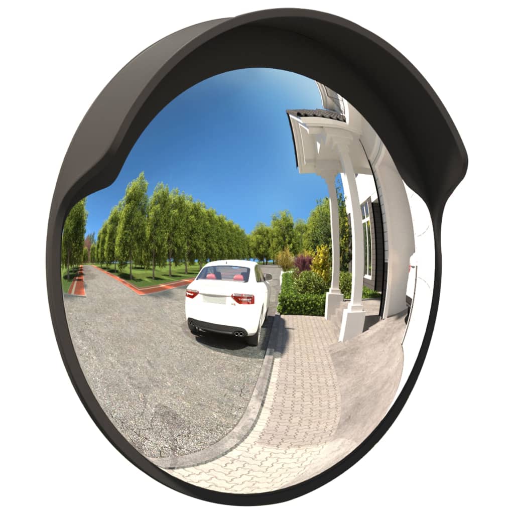 Konvexer Verkehrsspiegel für den Außenbereich Schwarz Ø45 cm Polycarbonat