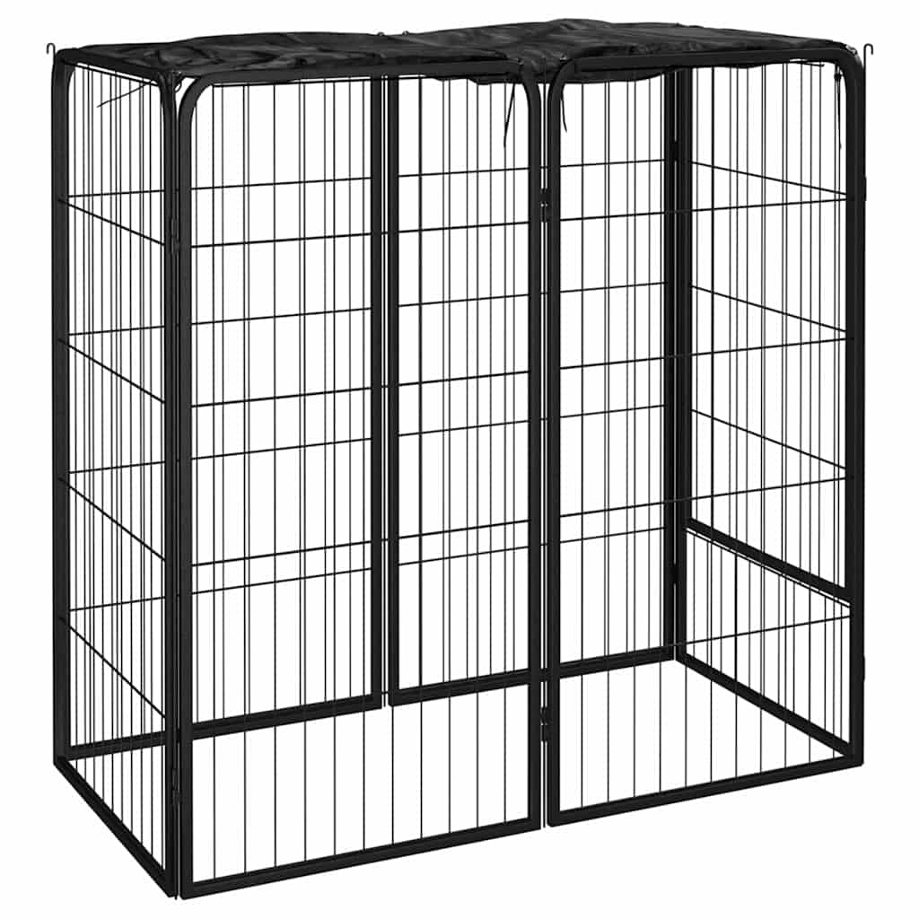 6-tlg. Hundelaufstall Schwarz 50x100cm Stahl Pulverbeschichtung