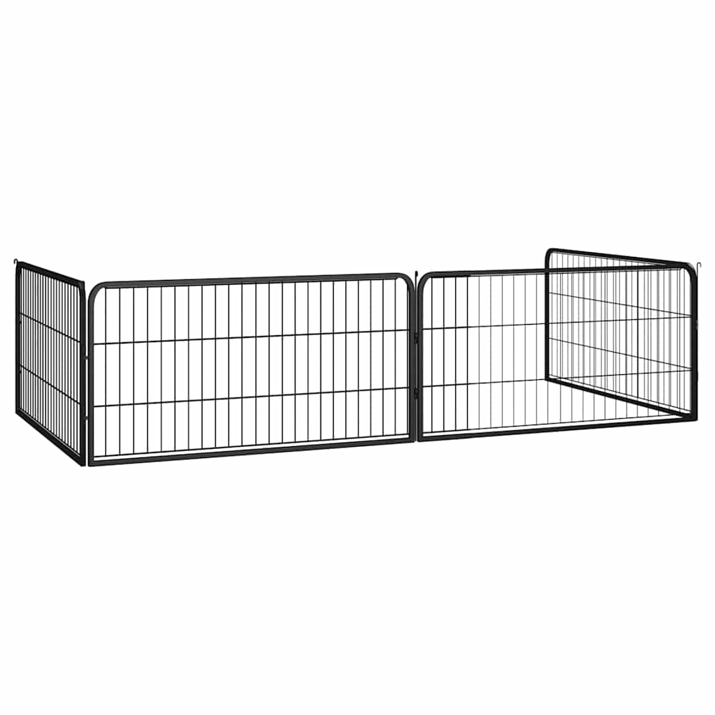 4-tlg. Hundelaufstall Schwarz 100x50cm Stahl Pulverbeschichtung
