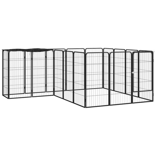 18-tlg. Hundelaufstall Schwarz 50x100cm Stahl Pulverbeschichtet