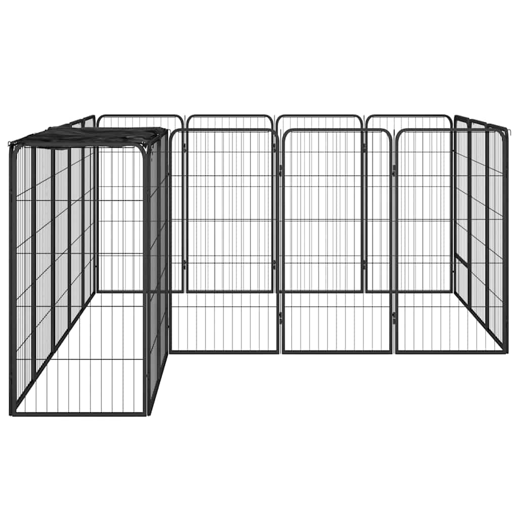 18-tlg. Hundelaufstall Schwarz 50x100cm Stahl Pulverbeschichtet