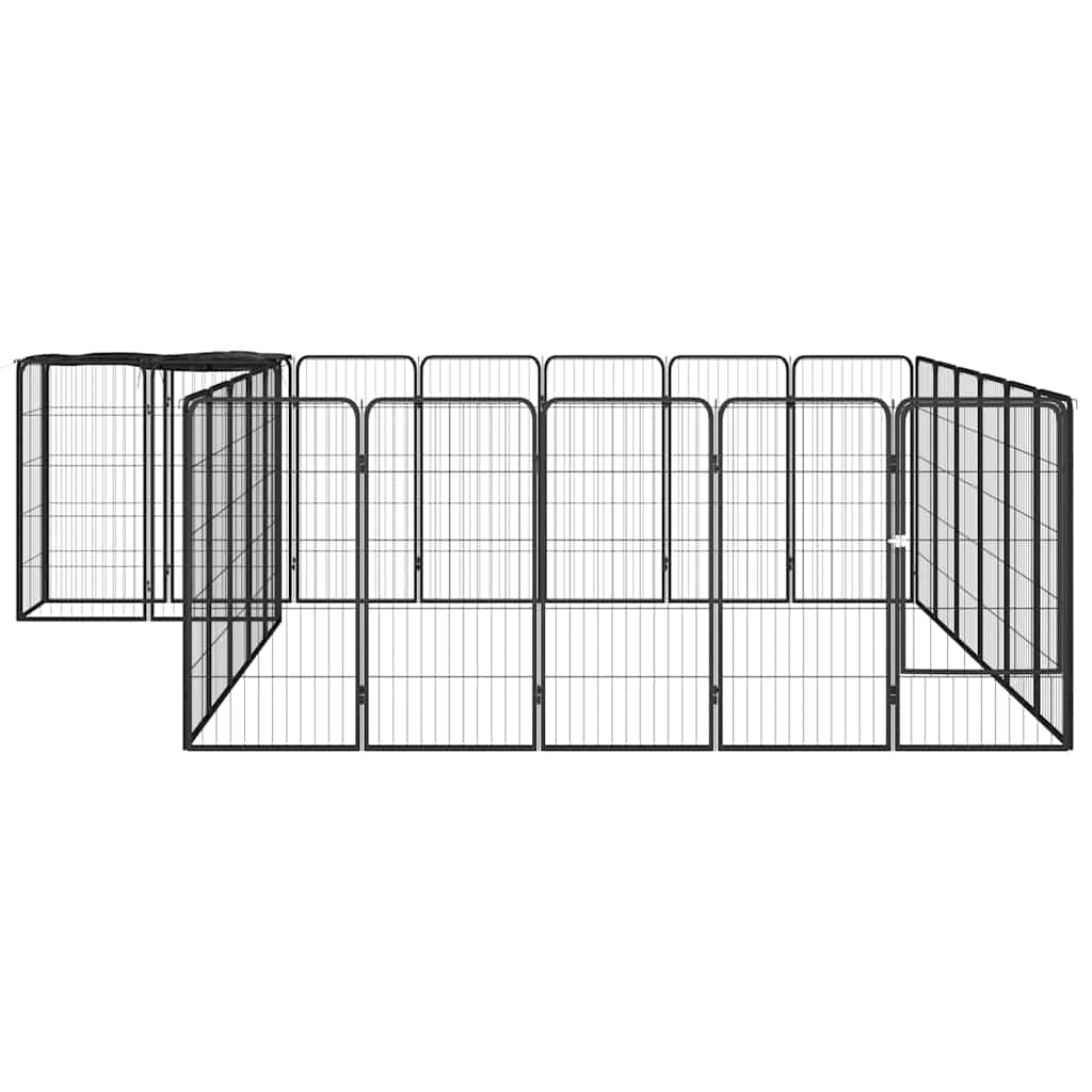 26-tlg. Hundelaufstall Schwarz 50x100cm Stahl Pulverbeschichtet