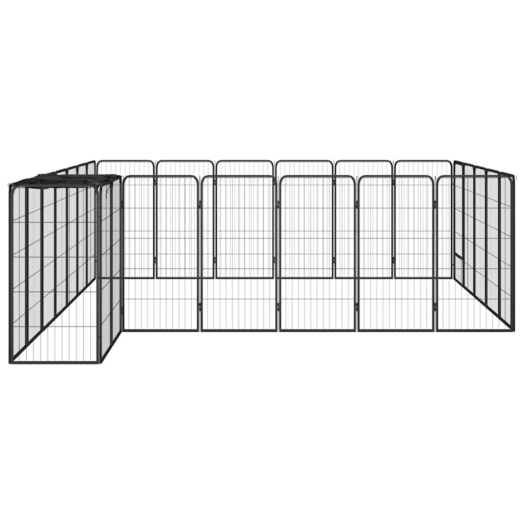 26-tlg. Hundelaufstall Schwarz 50x100cm Stahl Pulverbeschichtet