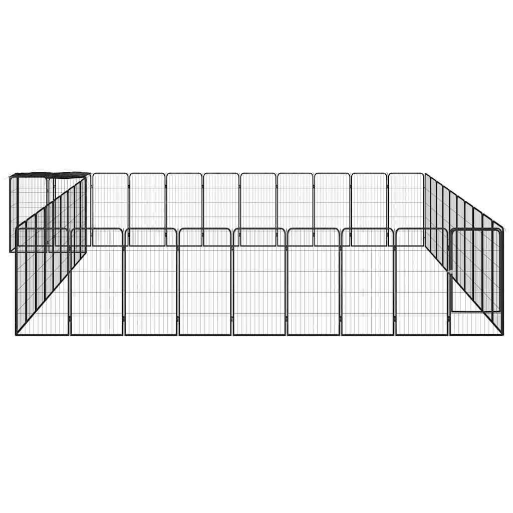 42-tlg. Hundelaufstall Schwarz 50x100cm Stahl Pulverbeschichtet