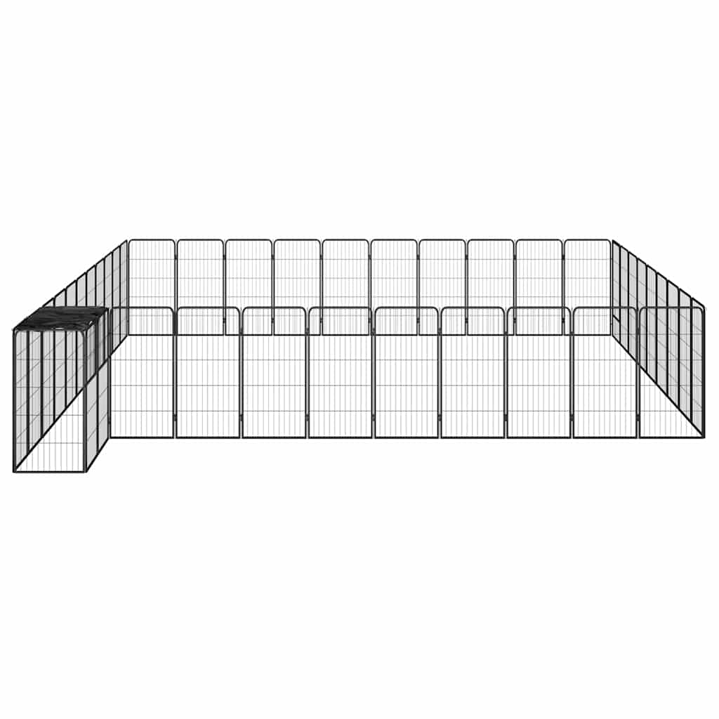 42-tlg. Hundelaufstall Schwarz 50x100cm Stahl Pulverbeschichtet