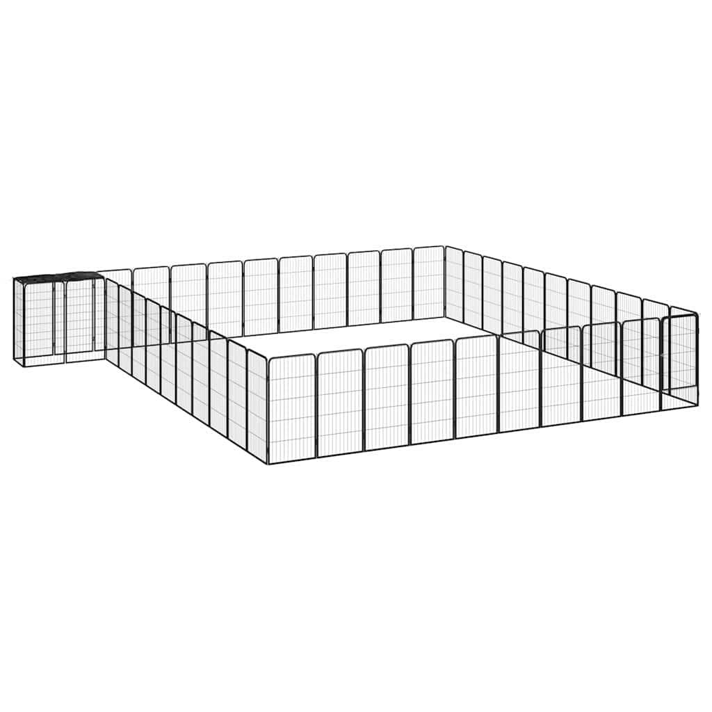 46-tlg. Hundelaufstall Schwarz 50x100cm Stahl Pulverbeschichtet