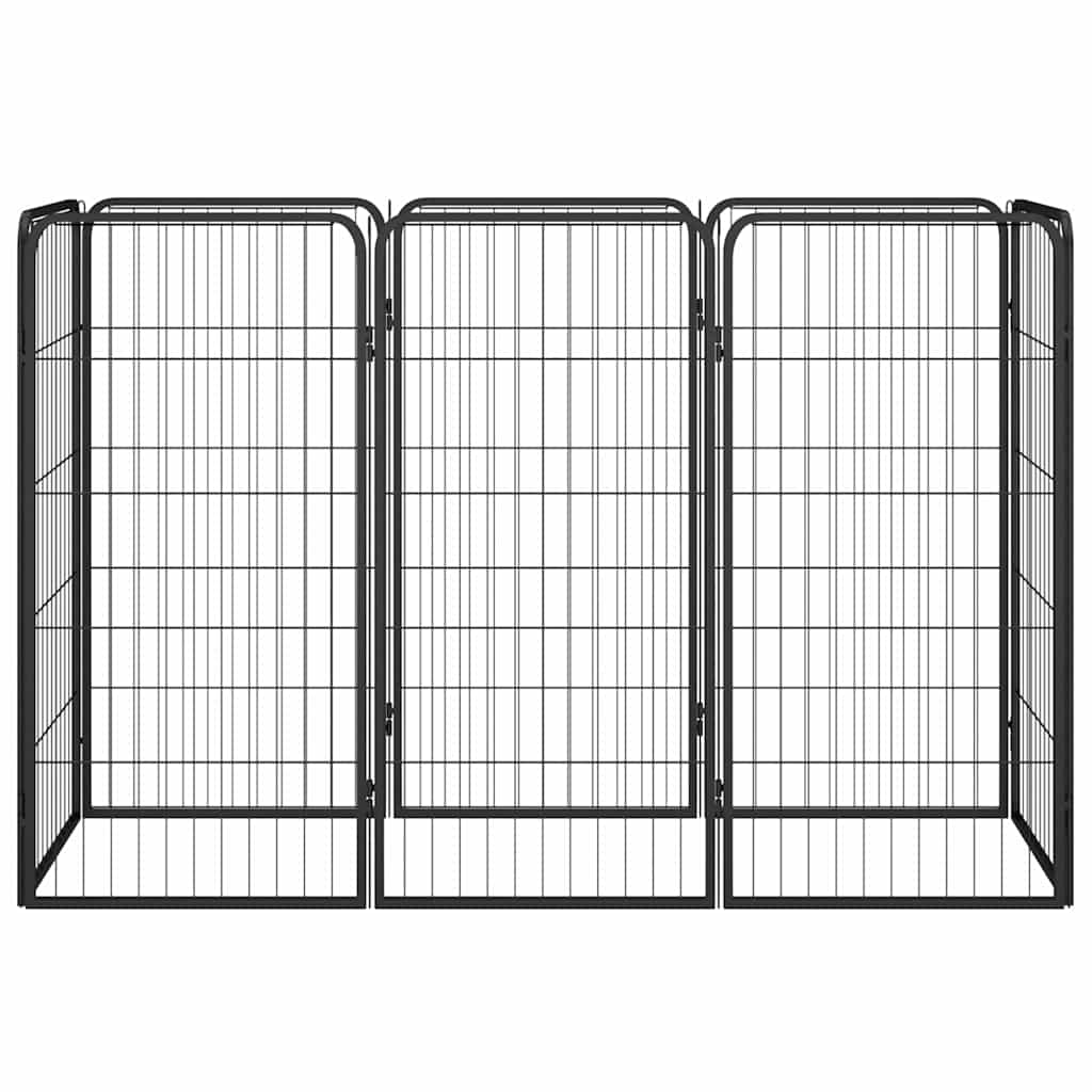 8-tlg. Hundelaufstall Schwarz 50x100 cm Stahl Pulverbeschichtet