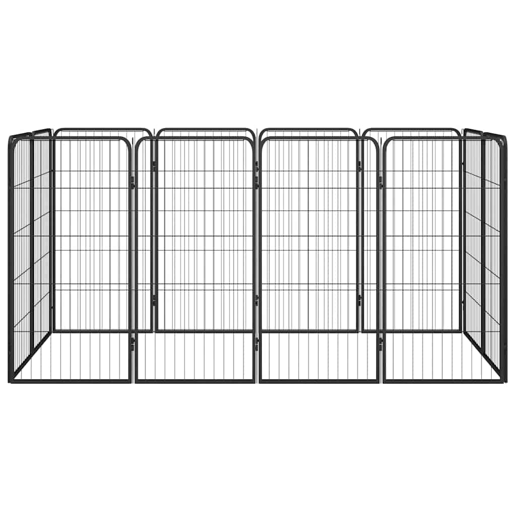 12-tlg. Hundelaufstall Schwarz 50x100cm Stahl Pulverbeschichtet