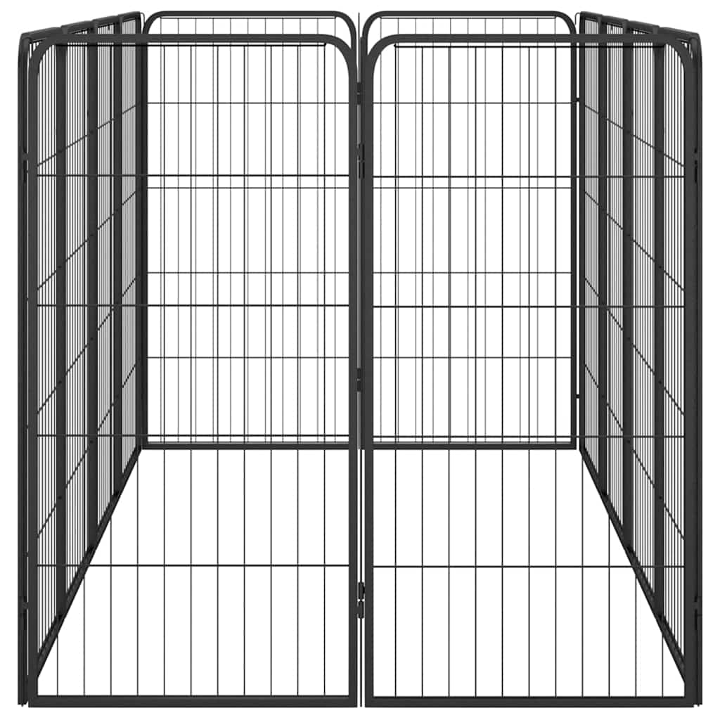 12-tlg. Hundelaufstall Schwarz 50x100cm Stahl Pulverbeschichtet