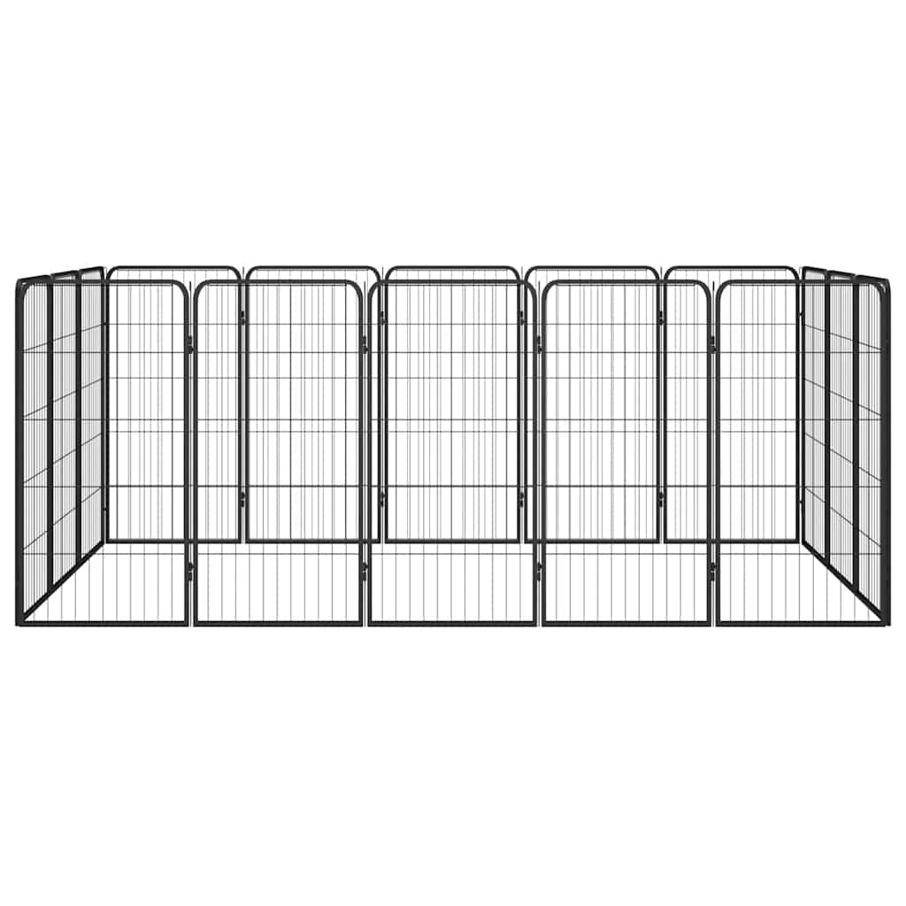 16-tlg. Hundelaufstall Schwarz 50x100cm Stahl Pulverbeschichtet