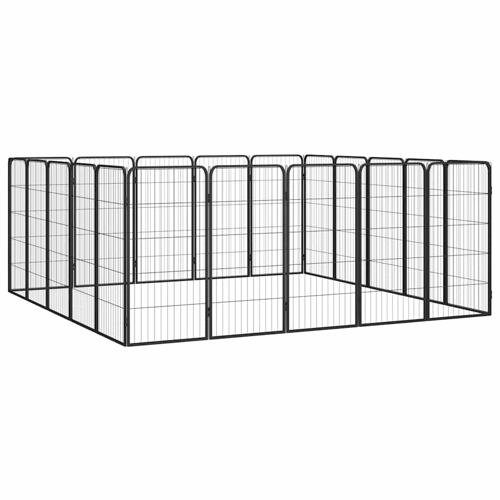 20-tlg. Hundelaufstall Schwarz 50x100cm Stahl Pulverbeschichtet