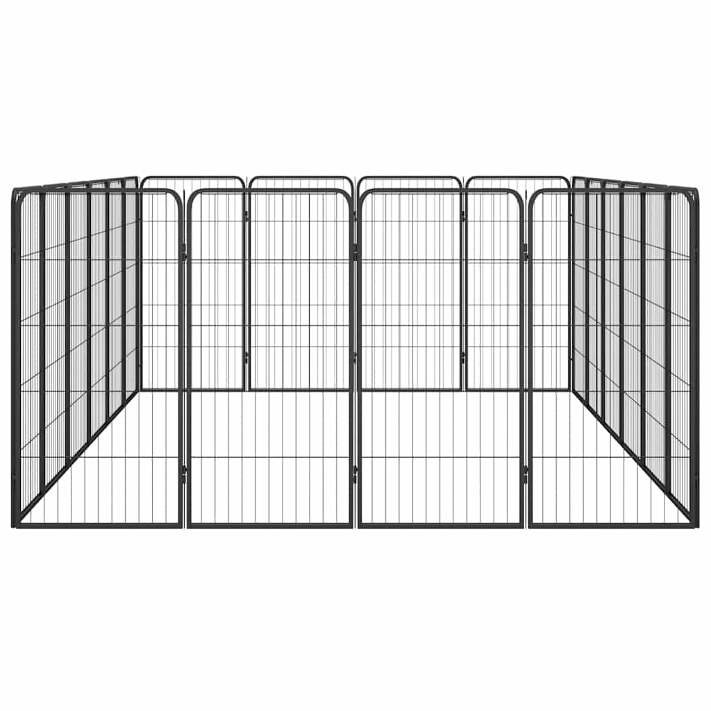 20-tlg. Hundelaufstall Schwarz 50x100cm Stahl Pulverbeschichtet