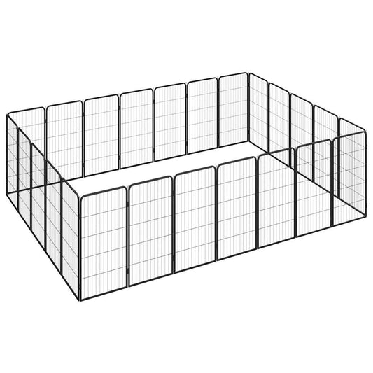 24-tlg. Hundelaufstall Schwarz 50x100cm Stahl Pulverbeschichtet