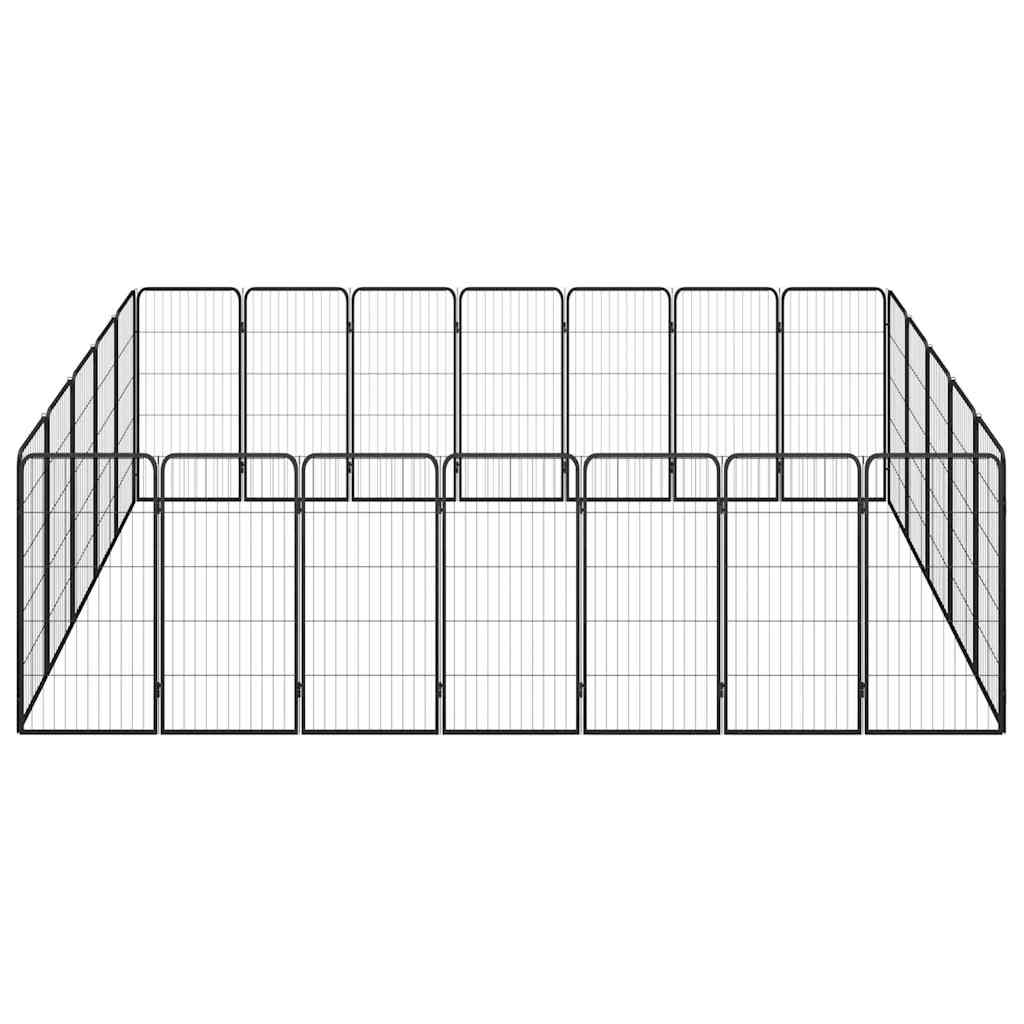24-tlg. Hundelaufstall Schwarz 50x100cm Stahl Pulverbeschichtet