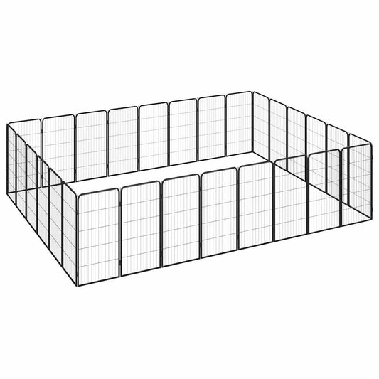 28-tlg. Hundelaufstall Schwarz 50x100cm Stahl Pulverbeschichtet