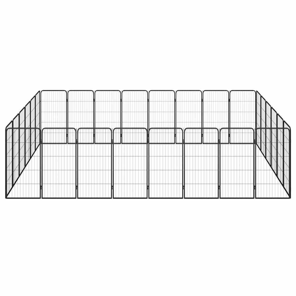 28-tlg. Hundelaufstall Schwarz 50x100cm Stahl Pulverbeschichtet