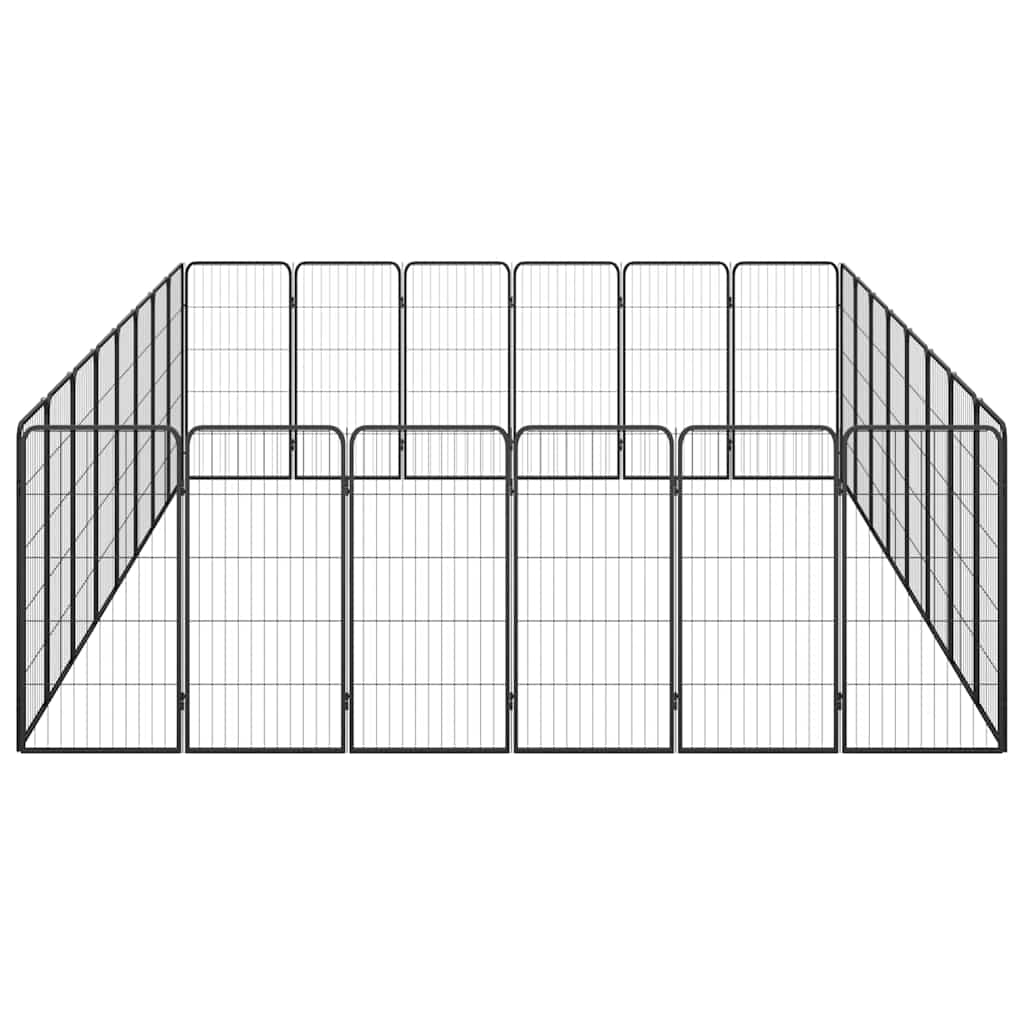 28-tlg. Hundelaufstall Schwarz 50x100cm Stahl Pulverbeschichtet