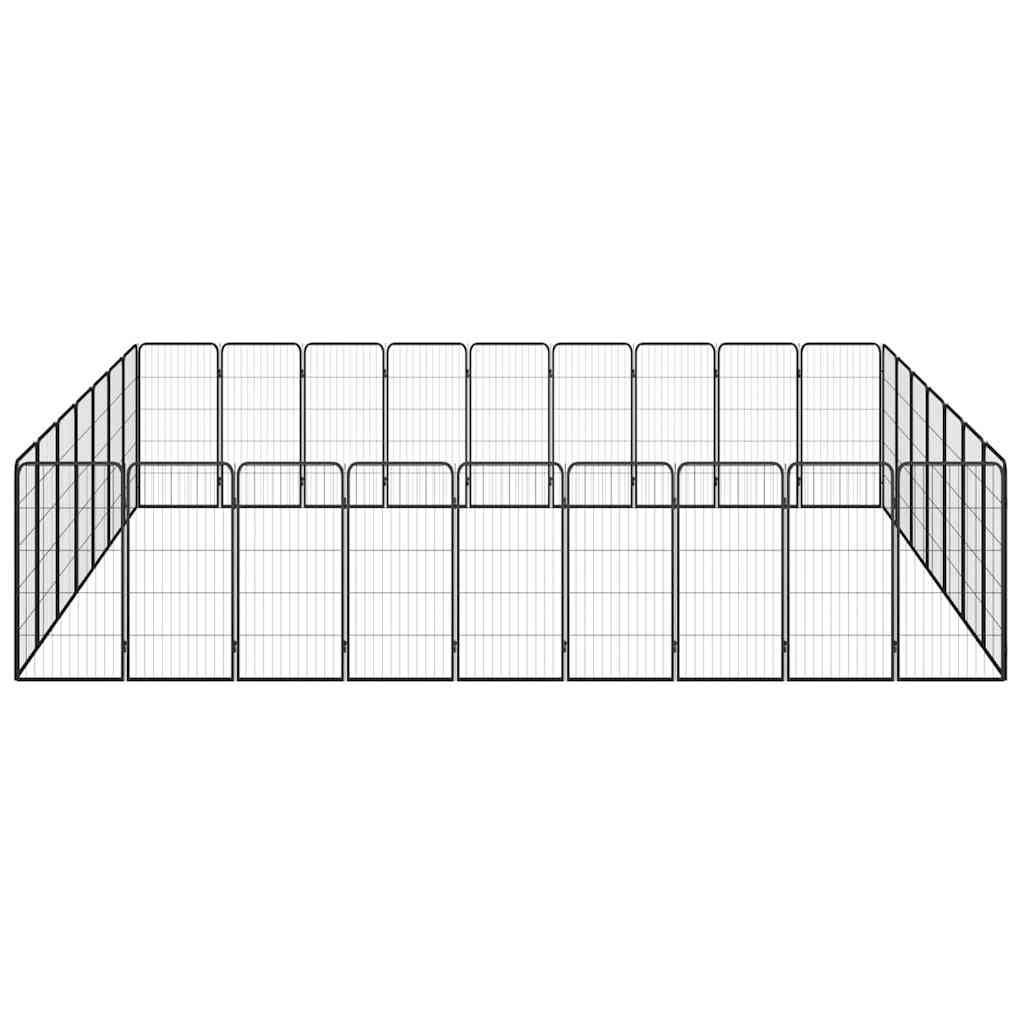 32-tlg. Hundelaufstall Schwarz 50x100cm Stahl Pulverbeschichtet