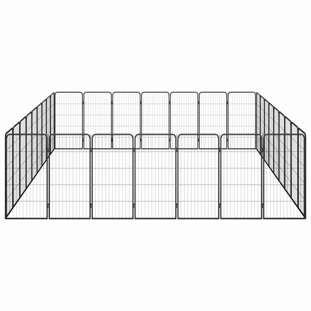32-tlg. Hundelaufstall Schwarz 50x100cm Stahl Pulverbeschichtet