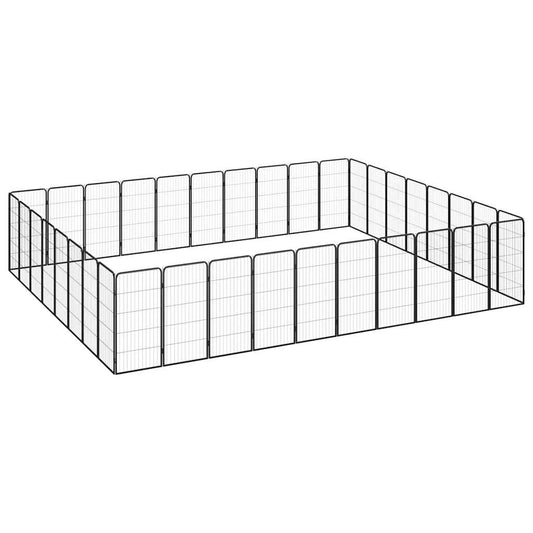 36-tlg. Hundelaufstall Schwarz 50x100cm Stahl Pulverbeschichtet