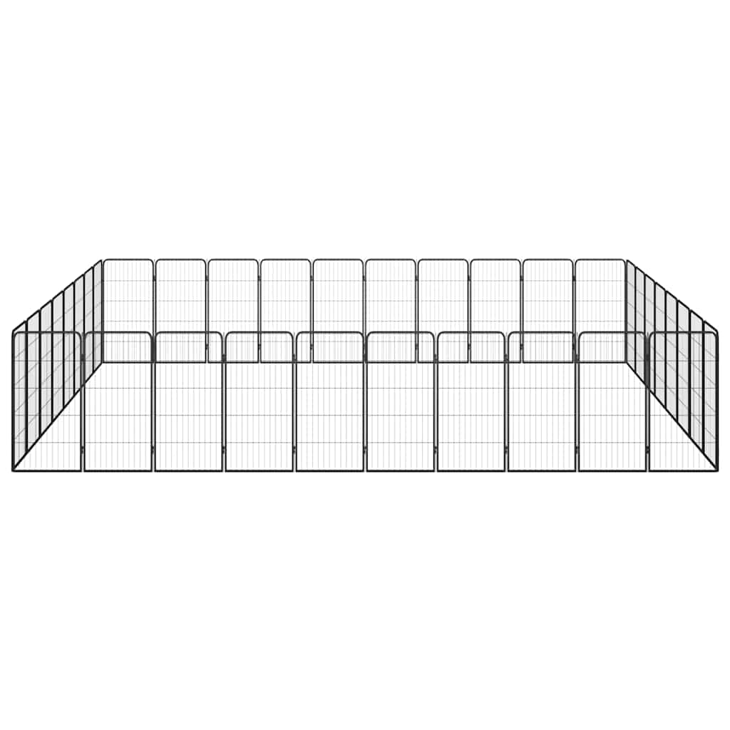 36-tlg. Hundelaufstall Schwarz 50x100cm Stahl Pulverbeschichtet