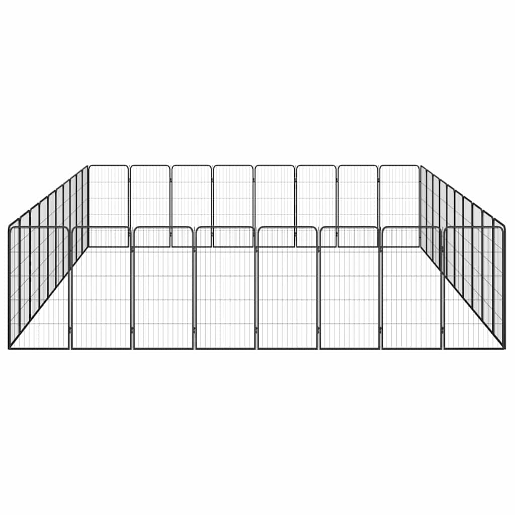 36-tlg. Hundelaufstall Schwarz 50x100cm Stahl Pulverbeschichtet