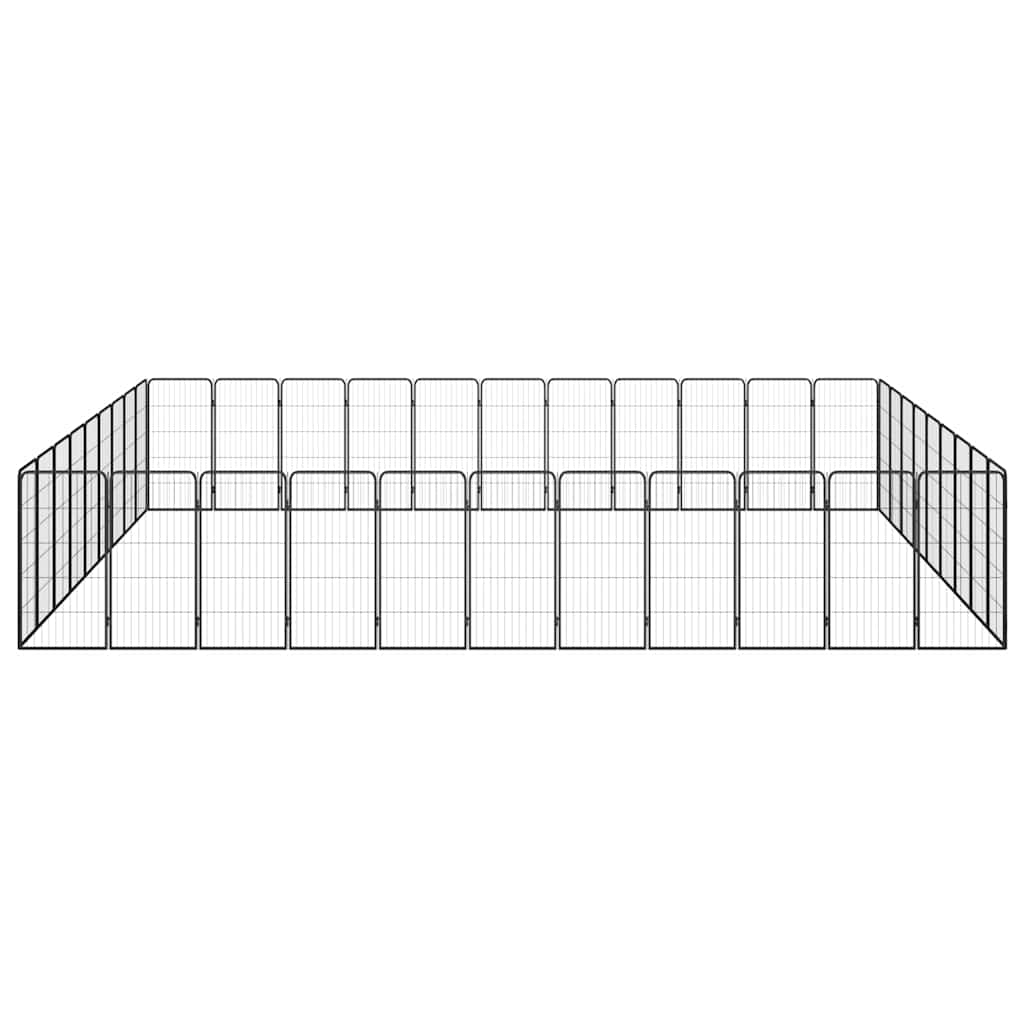 40-tlg. Hundelaufstall Schwarz 50x100cm Stahl Pulverbeschichtet