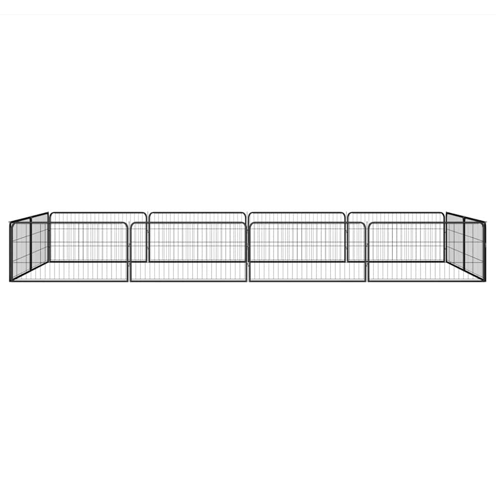 12-tlg. Hundelaufstall Schwarz 100x50cm Stahl Pulverbeschichtet