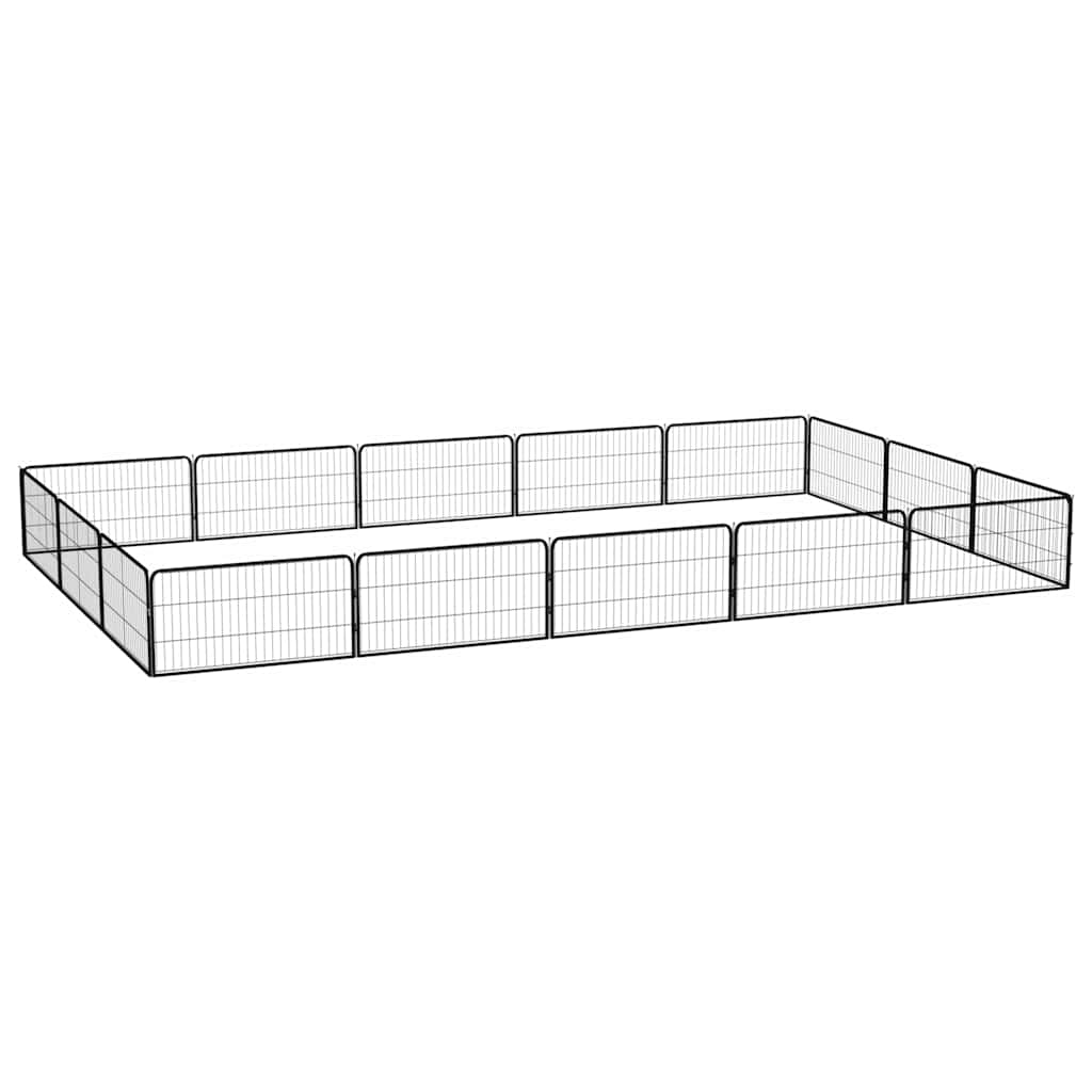 16-tlg. Hundelaufstall Schwarz 100x50cm Stahl Pulverbeschichtet