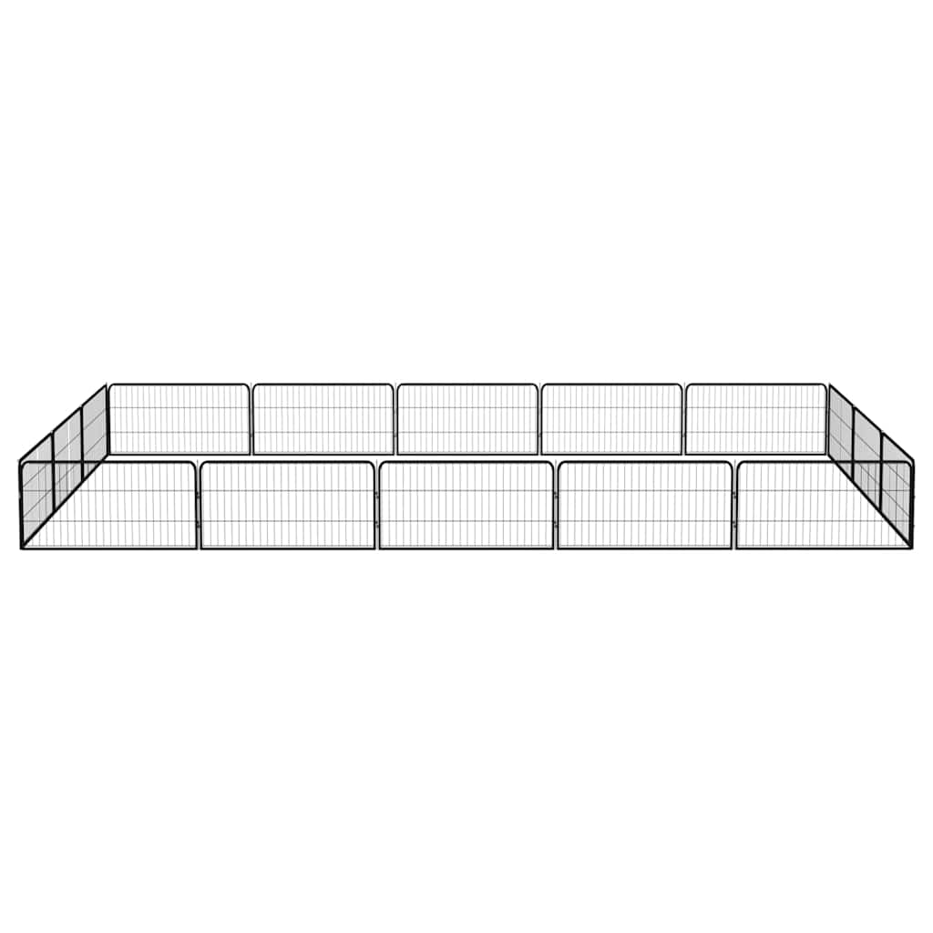 16-tlg. Hundelaufstall Schwarz 100x50cm Stahl Pulverbeschichtet
