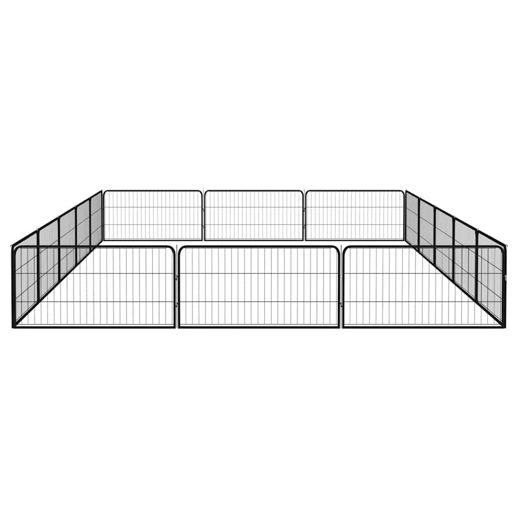 16-tlg. Hundelaufstall Schwarz 100x50cm Stahl Pulverbeschichtet