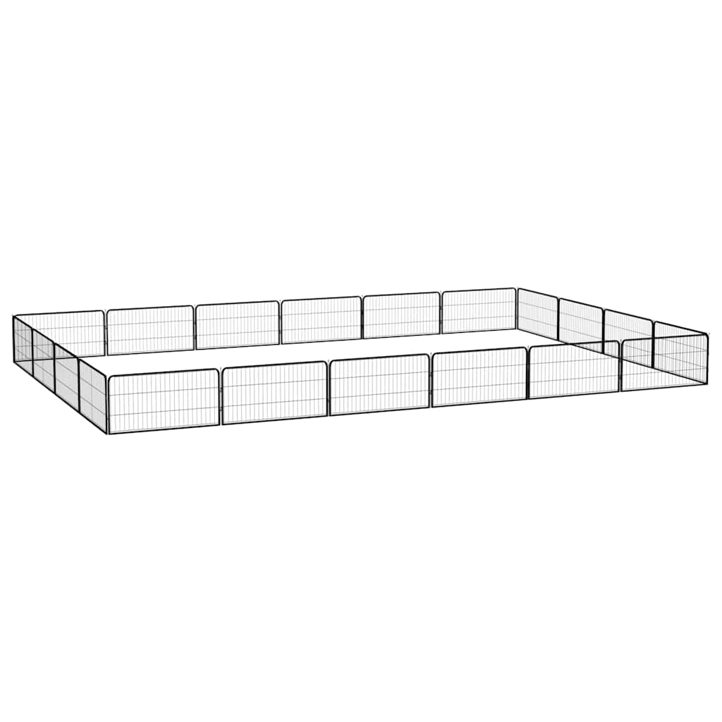 20-tlg. Hundelaufstall Schwarz 100x50cm Stahl Pulverbeschichtet