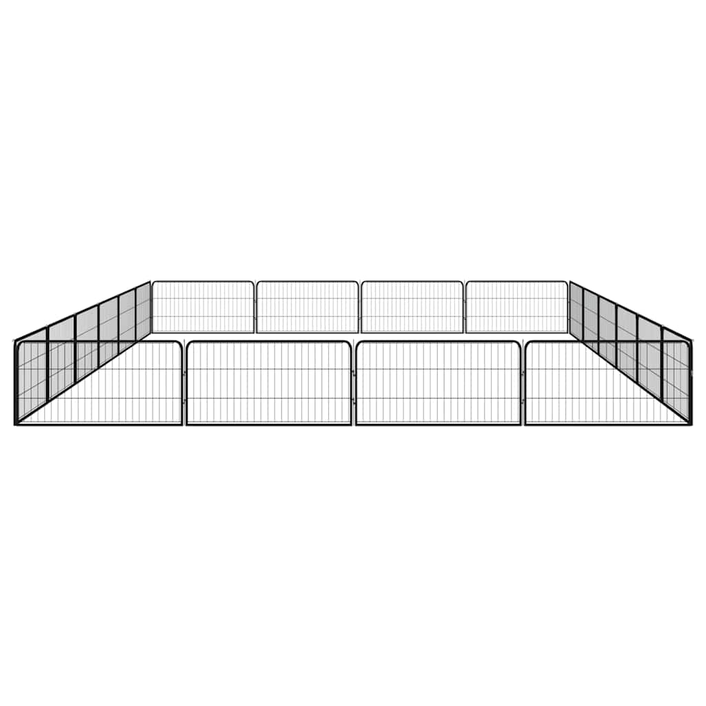 20-tlg. Hundelaufstall Schwarz 100x50cm Stahl Pulverbeschichtet
