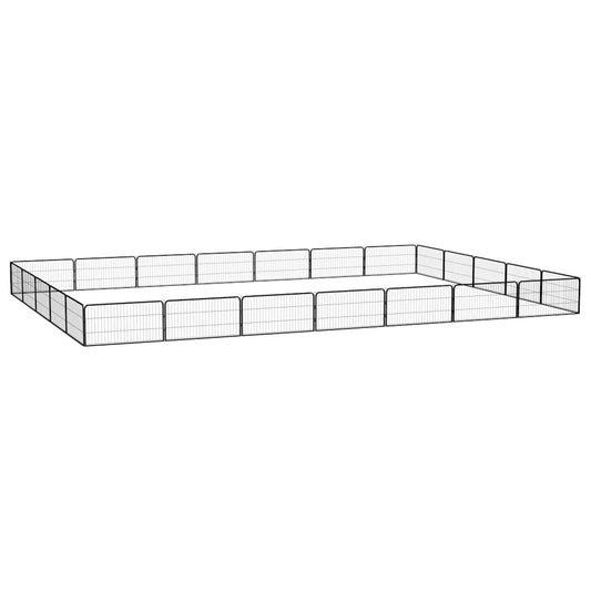 24-tlg. Hundelaufstall Schwarz 100x50cm Stahl Pulverbeschichtet