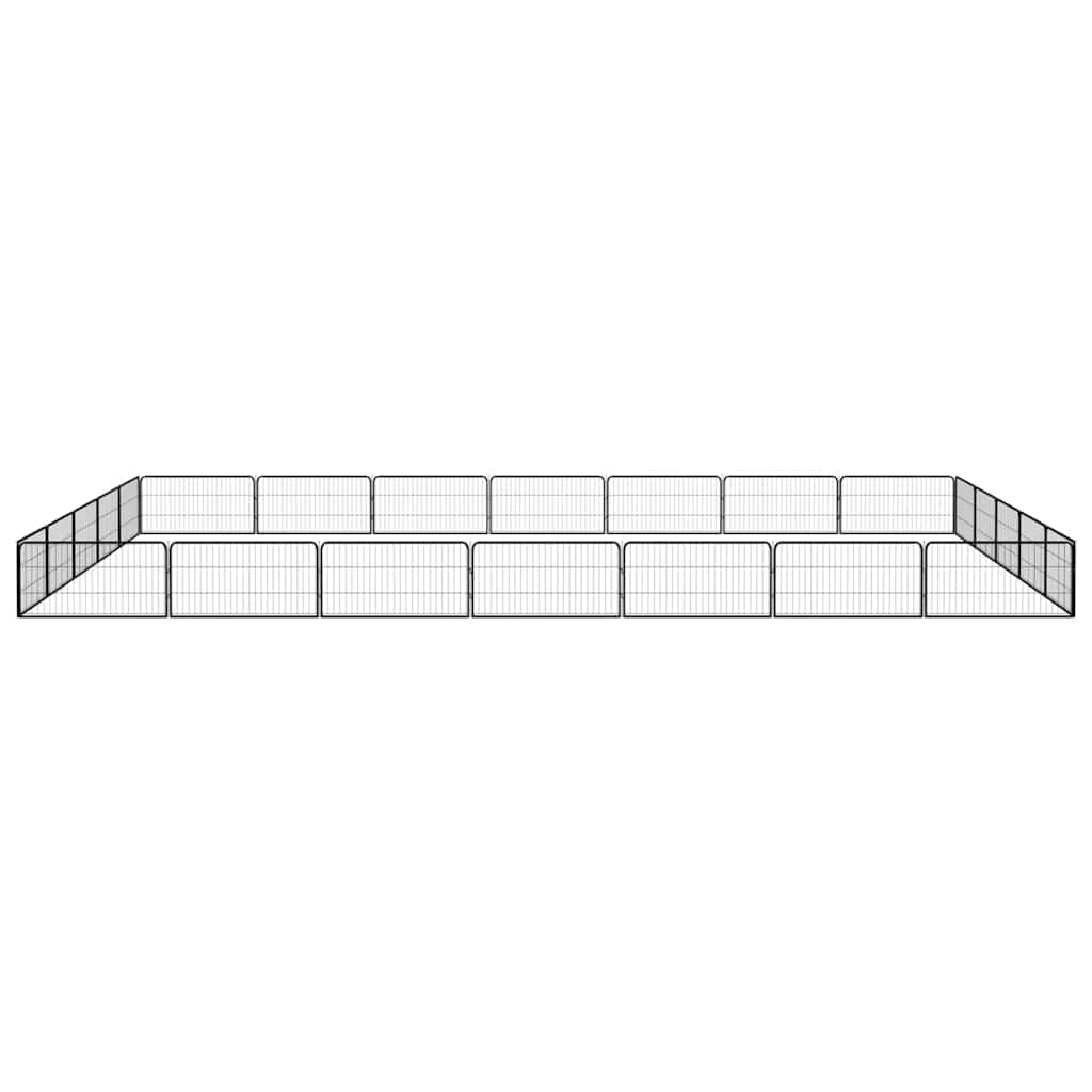 24-tlg. Hundelaufstall Schwarz 100x50cm Stahl Pulverbeschichtet