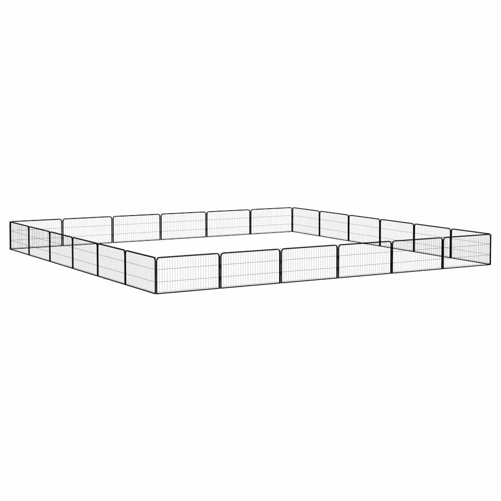 24-tlg. Hundelaufstall Schwarz 100x50cm Stahl Pulverbeschichtet