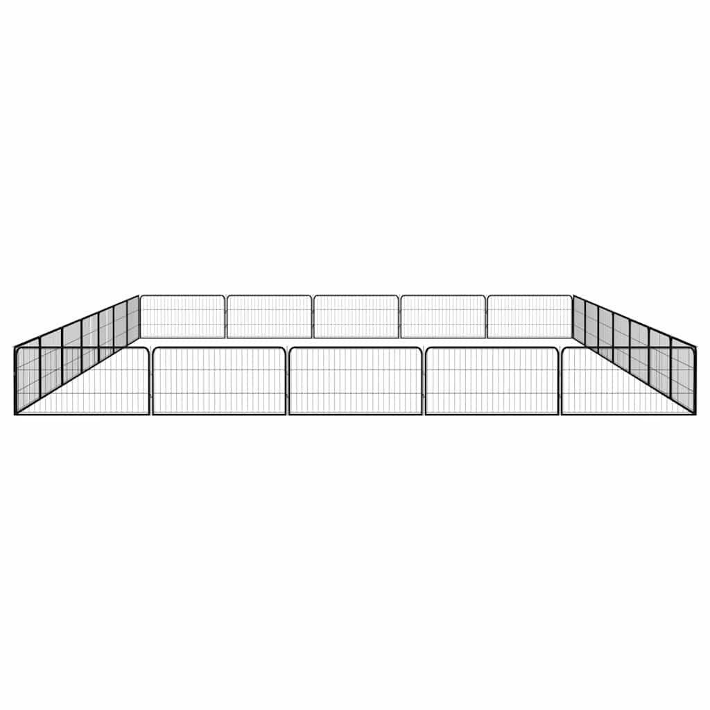 24-tlg. Hundelaufstall Schwarz 100x50cm Stahl Pulverbeschichtet
