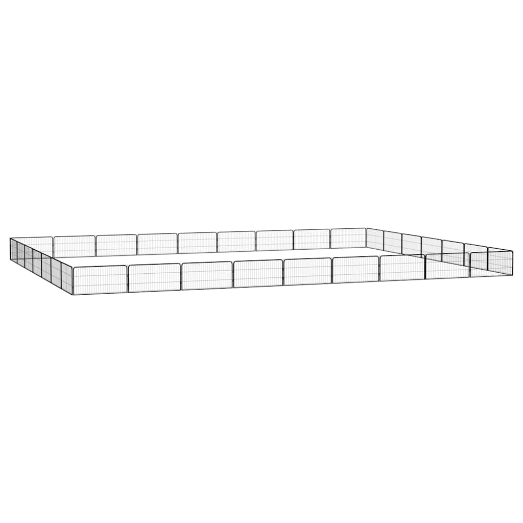 32-tlg. Hundelaufstall Schwarz 100x50cm Stahl Pulverbeschichtet