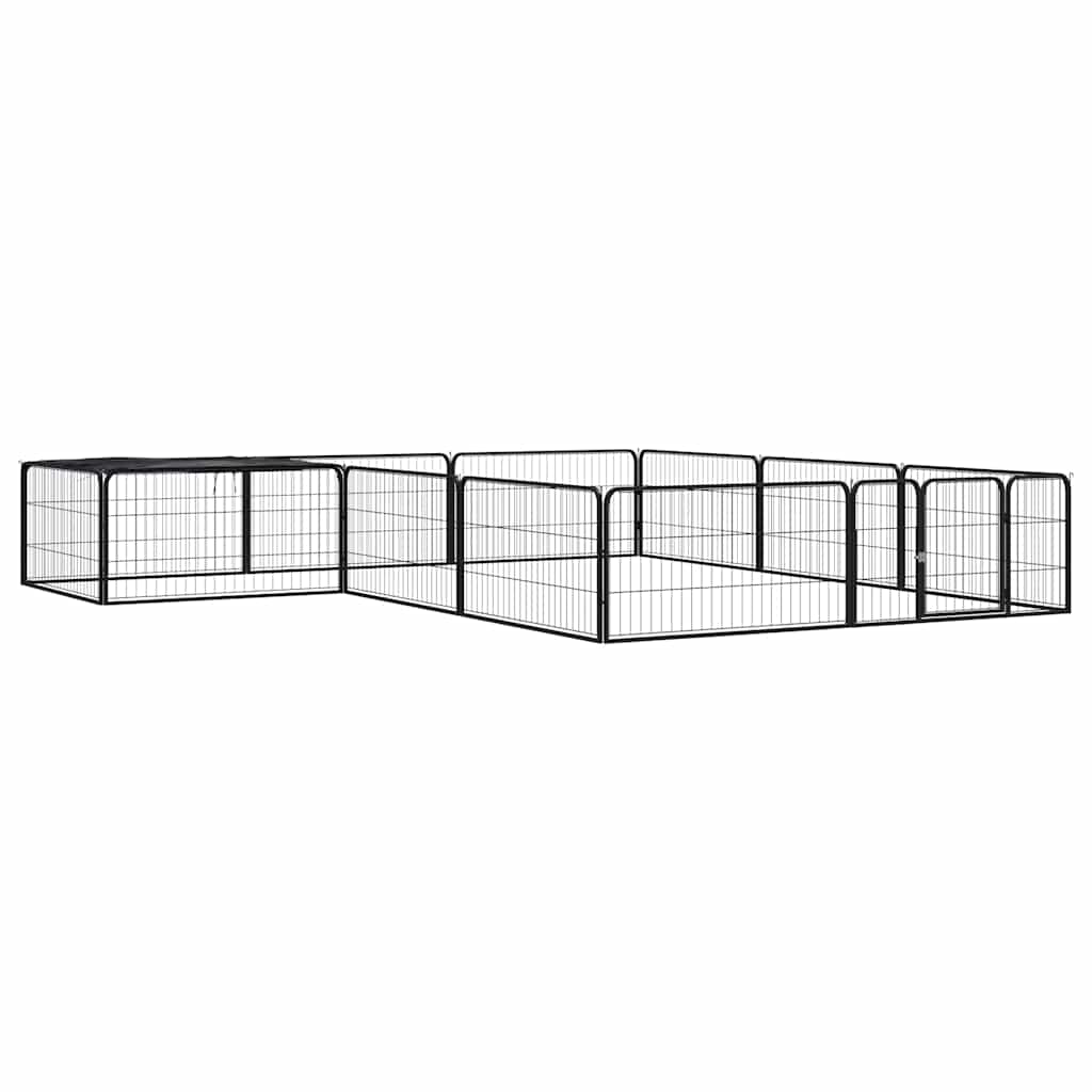 12-tlg. Hundelaufstall Schwarz 100x50cm Stahl Pulverbeschichtet