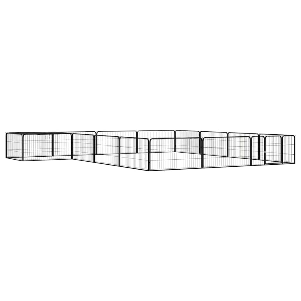 16-tlg. Hundelaufstall Schwarz 100x50cm Stahl Pulverbeschichtet