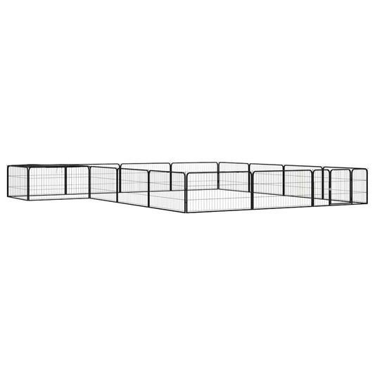 16-tlg. Hundelaufstall Schwarz 100x50cm Stahl Pulverbeschichtet
