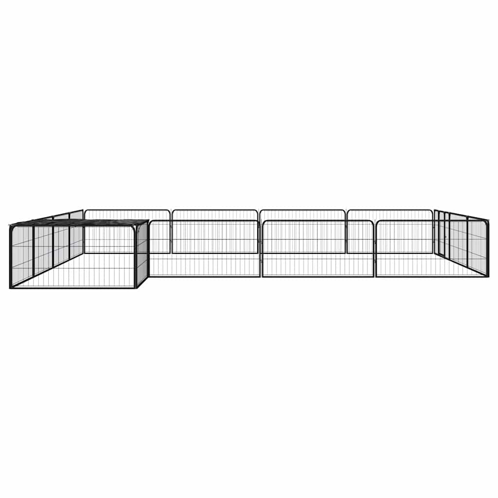 16-tlg. Hundelaufstall Schwarz 100x50cm Stahl Pulverbeschichtet