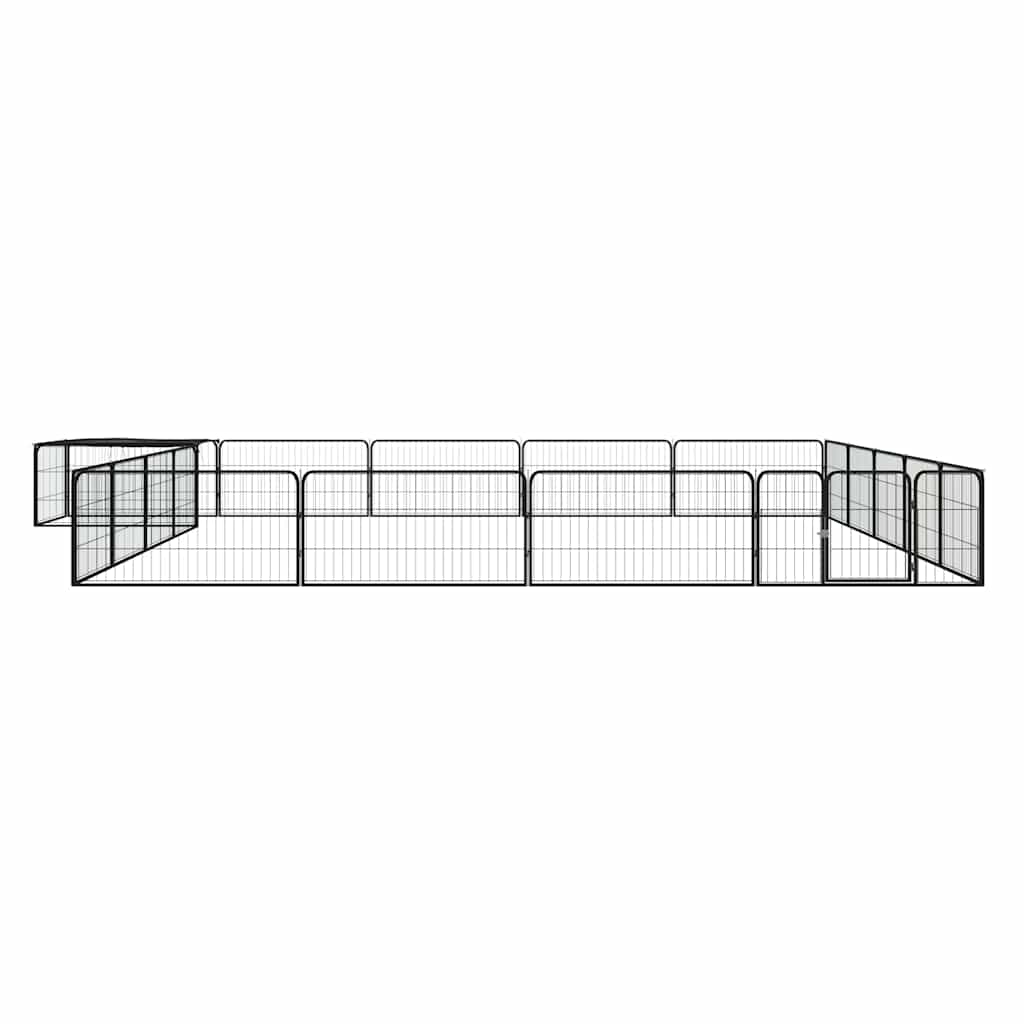 20-tlg. Hundelaufstall Schwarz 100x50cm Stahl Pulverbeschichtet