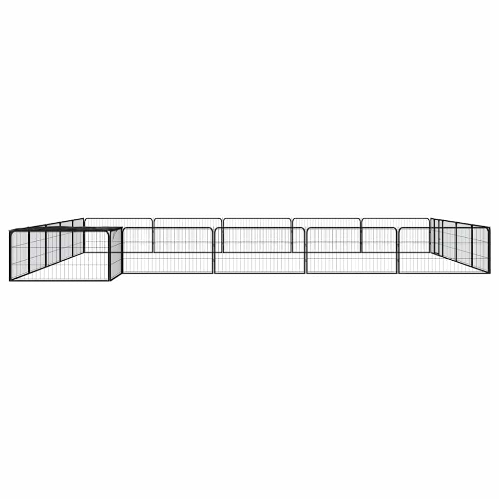 20-tlg. Hundelaufstall Schwarz 100x50cm Stahl Pulverbeschichtet